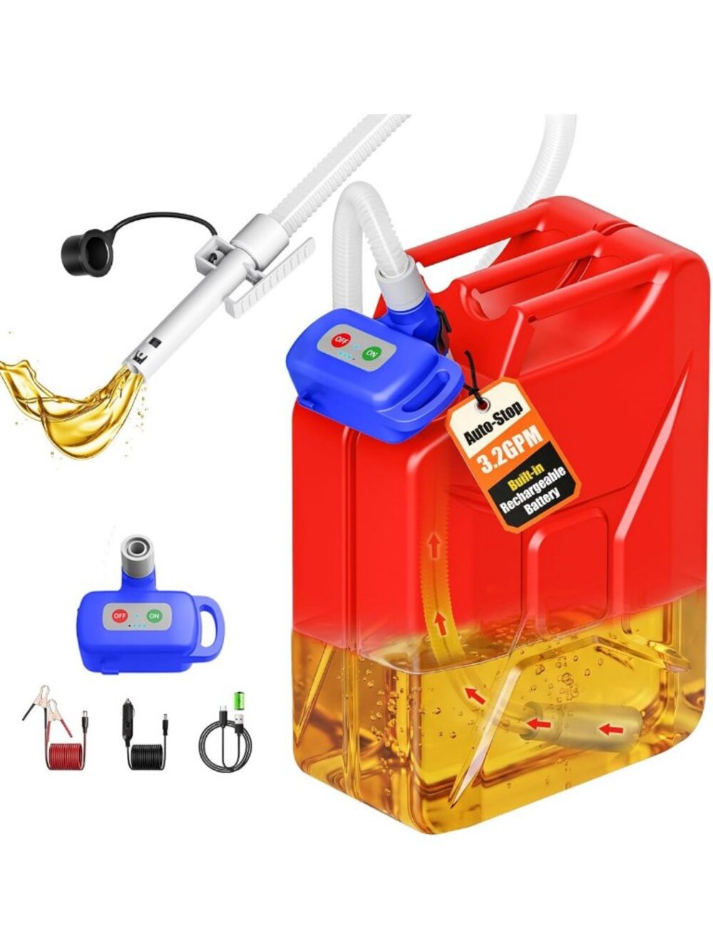 Electric Fuel Transfer Pump with Auto-Stop Sensor & Leak Protection - Safe